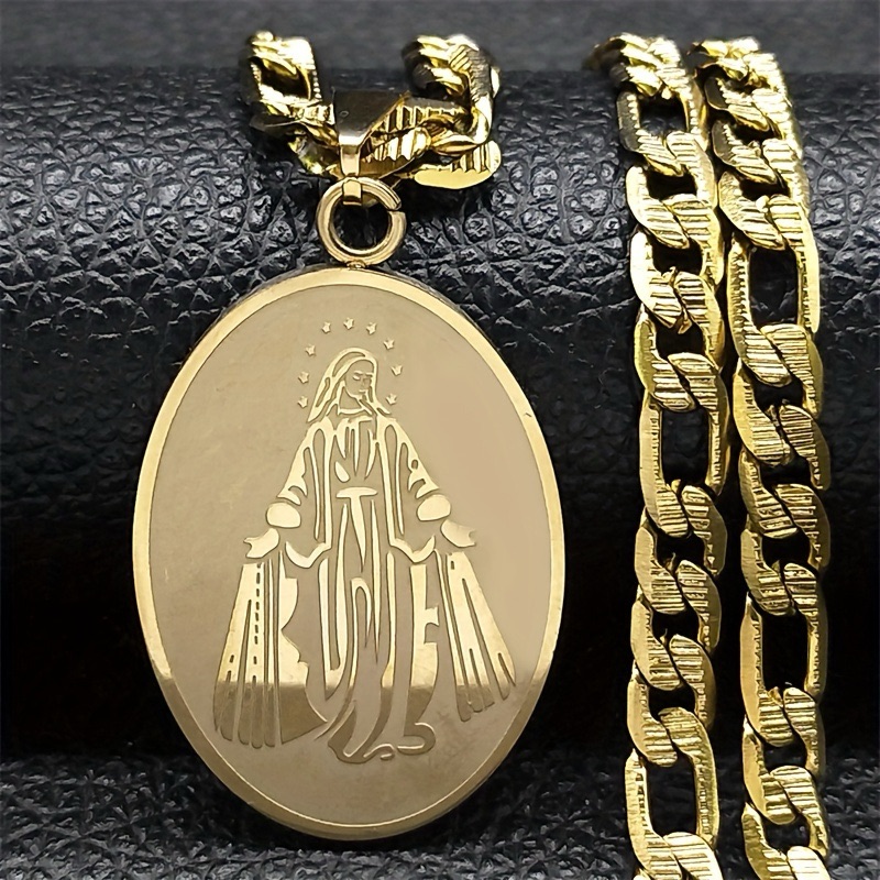 Gold Plated Religious Pendant Necklace Unisex 38$
